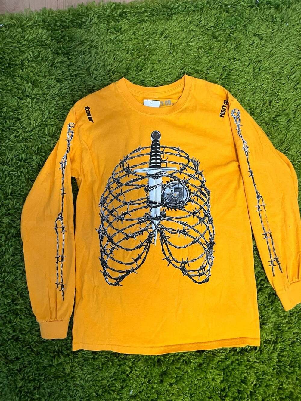 Post Malone Posty Co. Tour Long Sleeve Graphic T-Shirt Yellow